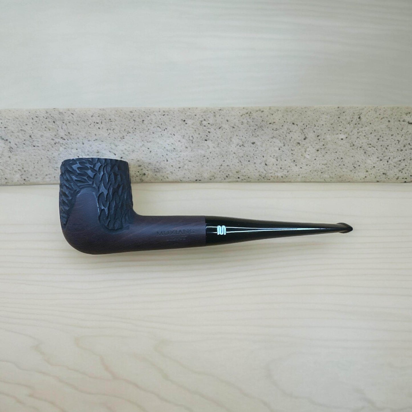 Billiard Ebenholts Mönstrad Tobakspipa - Handgjord och Prisvärd - Pipe-Shop.se