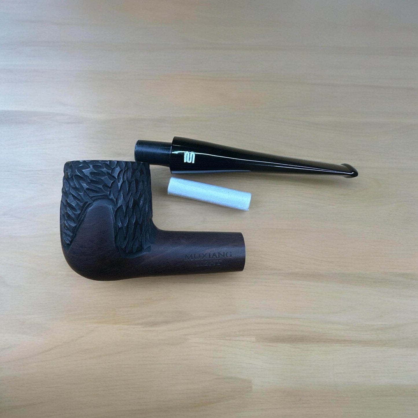Billiard Ebenholts Mönstrad Tobakspipa - Handgjord och Prisvärd - Pipe-Shop.se