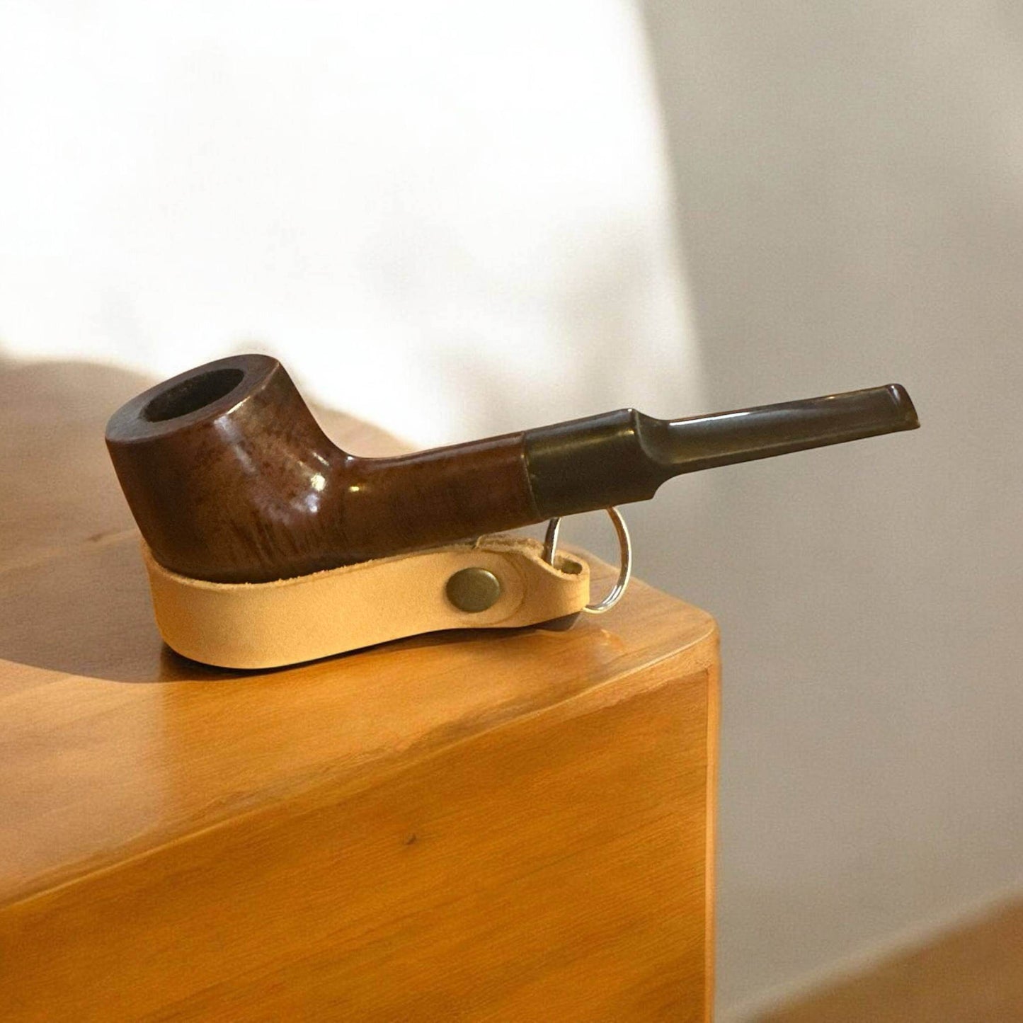 Billiard Träpipa – Walnut Brown Polished | Klassisk Rak Tobakspipa - Pipe-Shop.se