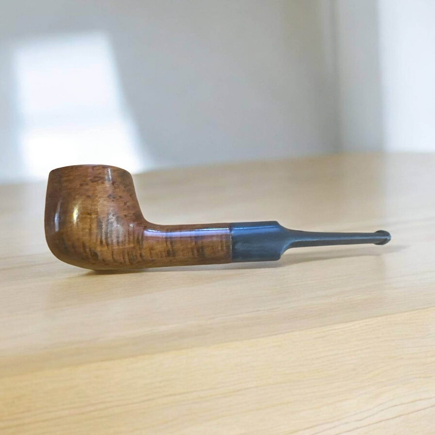 Billiard Träpipa – Walnut Brown Polished | Klassisk Rak Tobakspipa - Pipe-Shop.se