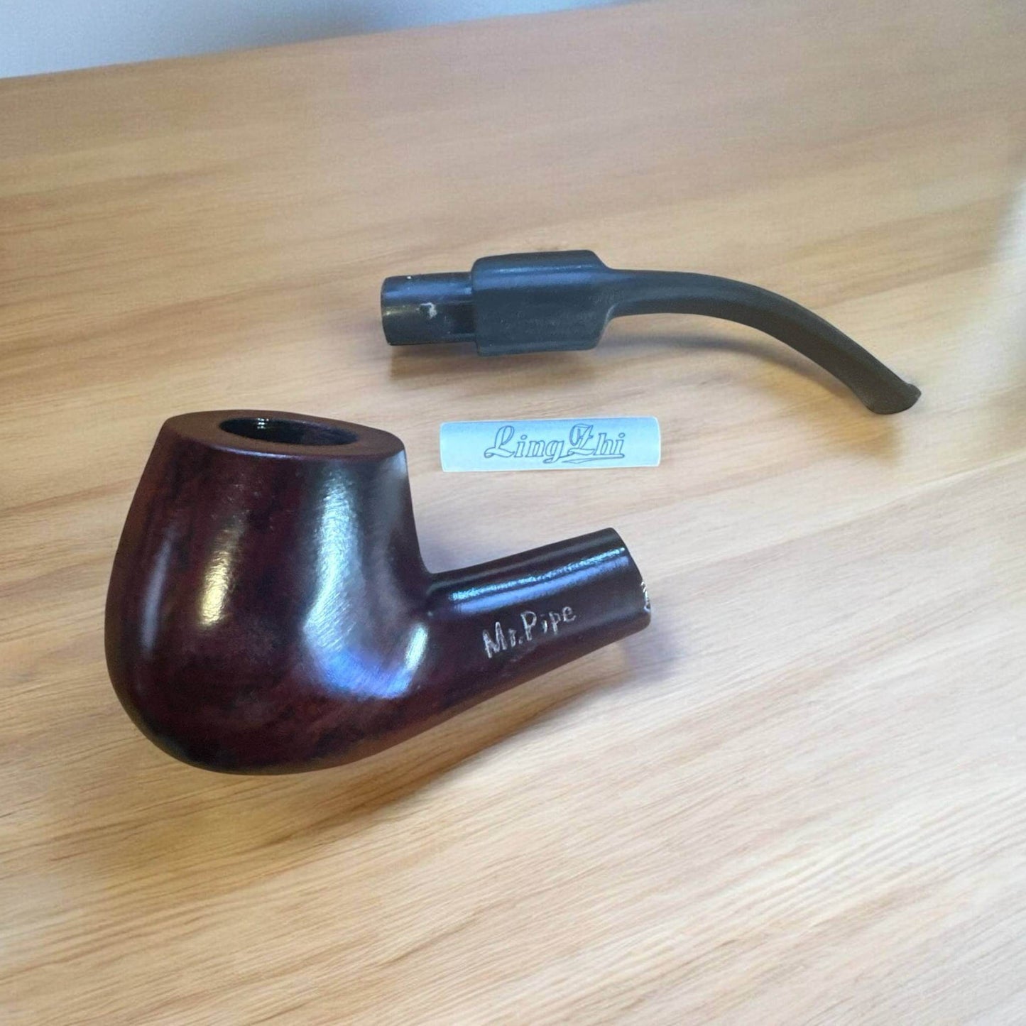 Komplett Nybörjarset med Böjd Träpipa – Inkl. Pipställ, Piptändare & Tillbehör - Pipe-Shop.se