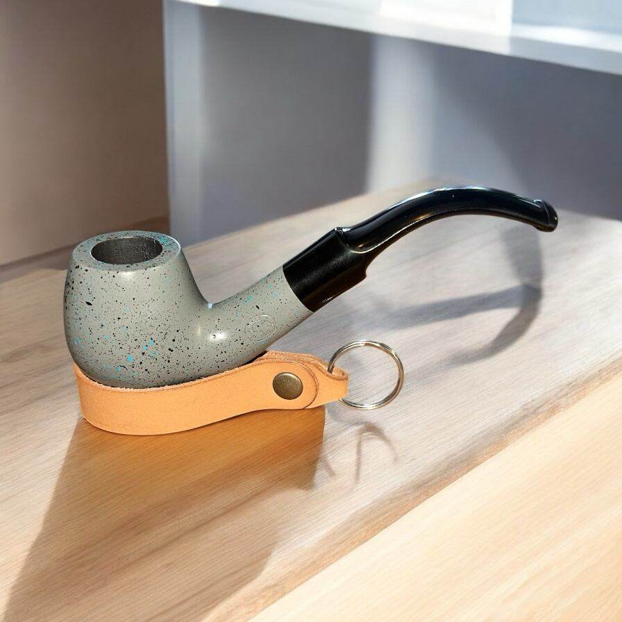 Pipa DOTS Grey/Black/Turquoise 7366 – Stilren 9 mm Filterpipa i Pearwood - Pipe-Shop.se