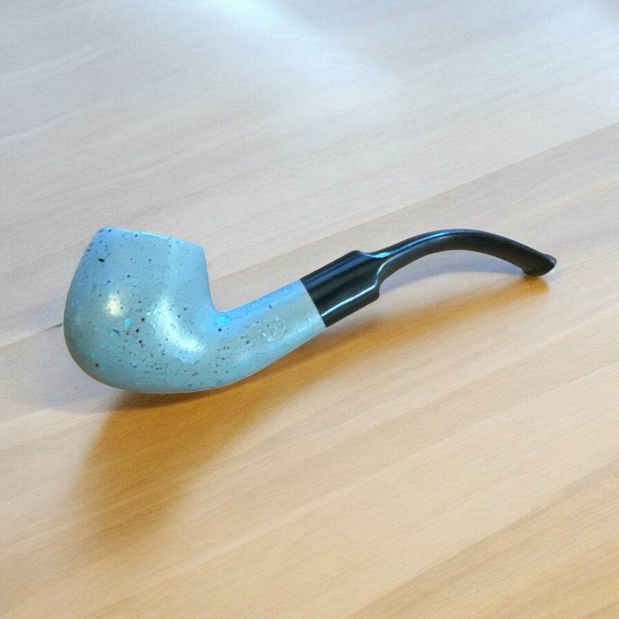 Pipa DOTS Grey/Black/Turquoise 7366 – Stilren 9 mm Filterpipa i Pearwood - Pipe-Shop.se