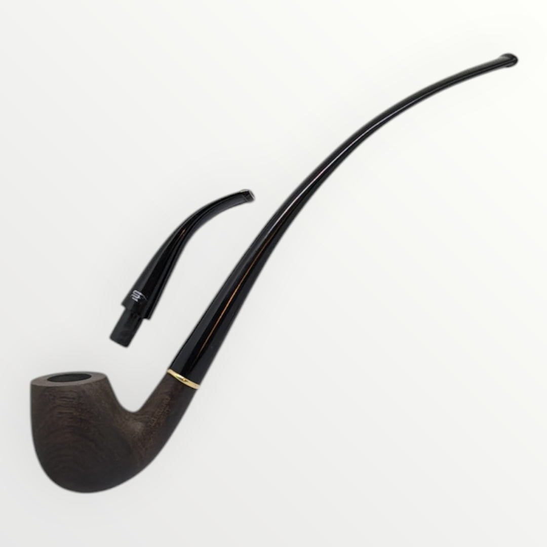 2 in 1   kevazingo wood  Tobacco churchwarden Pipe High  Quality Reading Smoking Pipe One Pipe Bowl with Two Bent Acrylic Mouthpieces