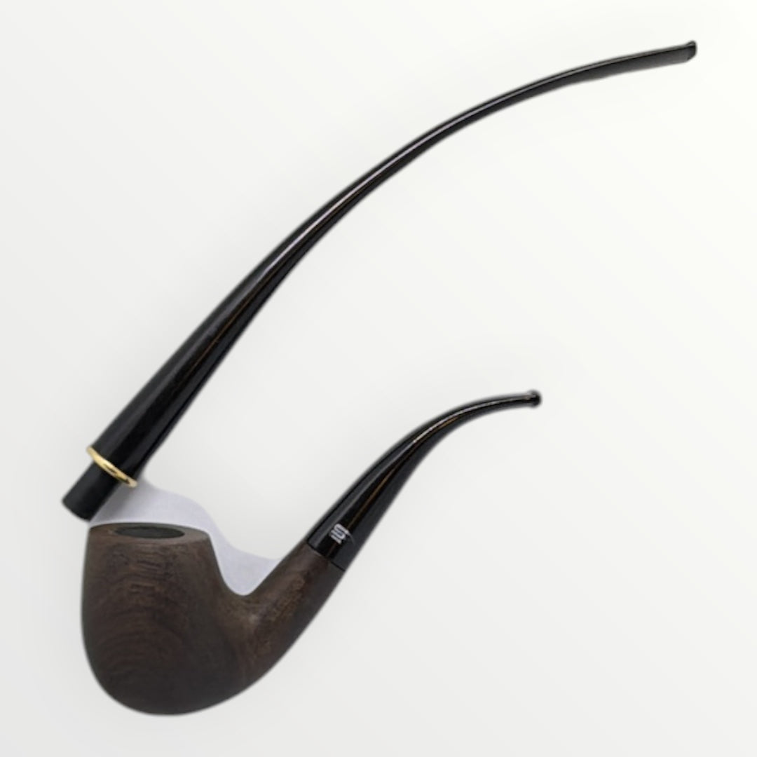 2 in 1   kevazingo wood  Tobacco churchwarden Pipe High  Quality Reading Smoking Pipe One Pipe Bowl with Two Bent Acrylic Mouthpieces