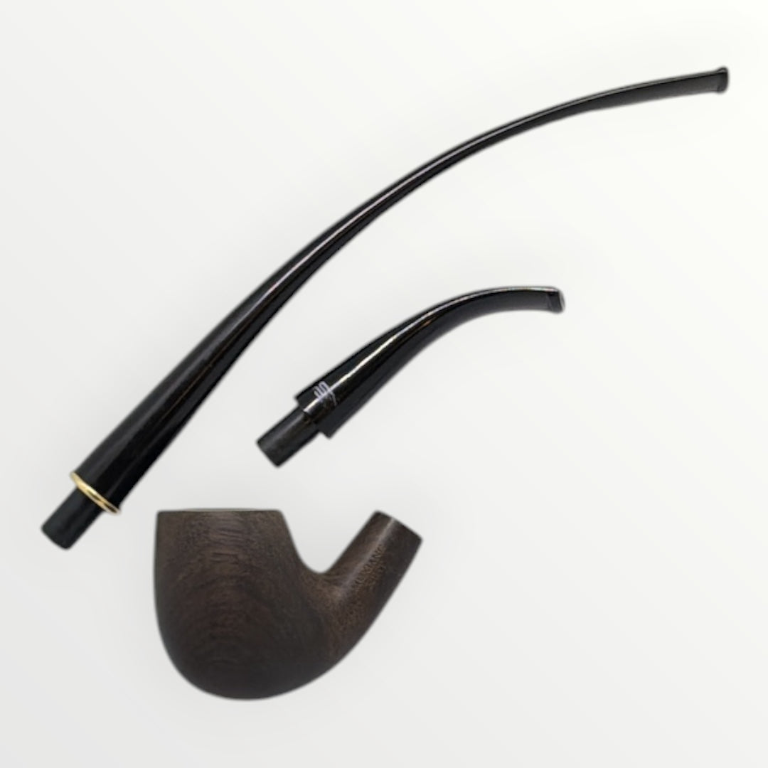 2 in 1   kevazingo wood  Tobacco churchwarden Pipe High  Quality Reading Smoking Pipe One Pipe Bowl with Two Bent Acrylic Mouthpieces