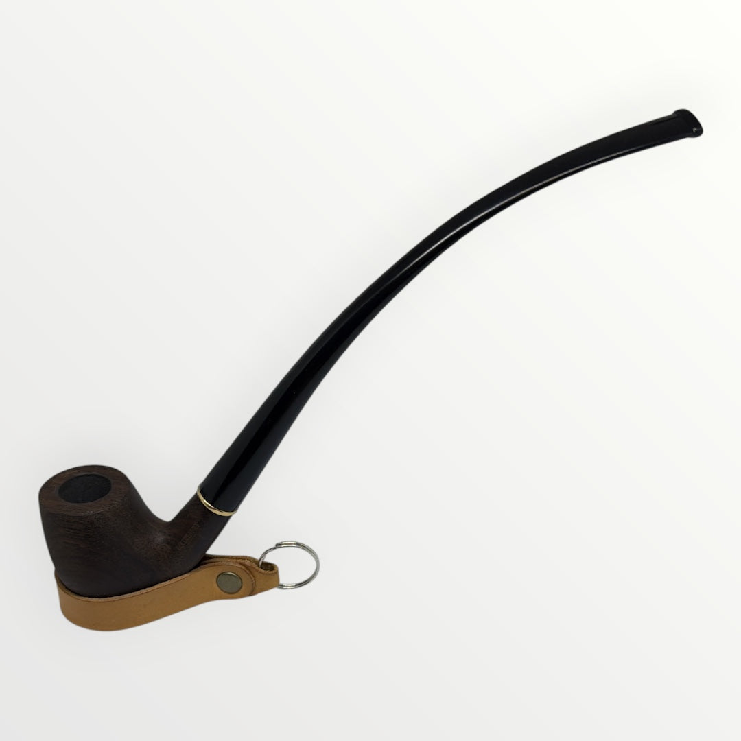 2 in 1   kevazingo wood  Tobacco churchwarden Pipe High  Quality Reading Smoking Pipe One Pipe Bowl with Two Bent Acrylic Mouthpieces