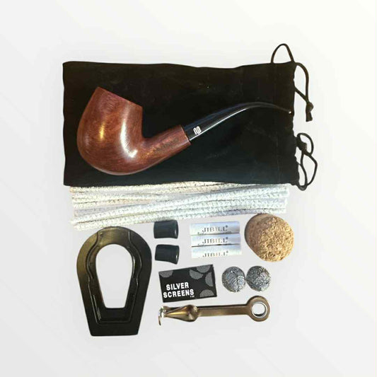 Tobakspipa i Ambilaträ med komplett tillbehörsset