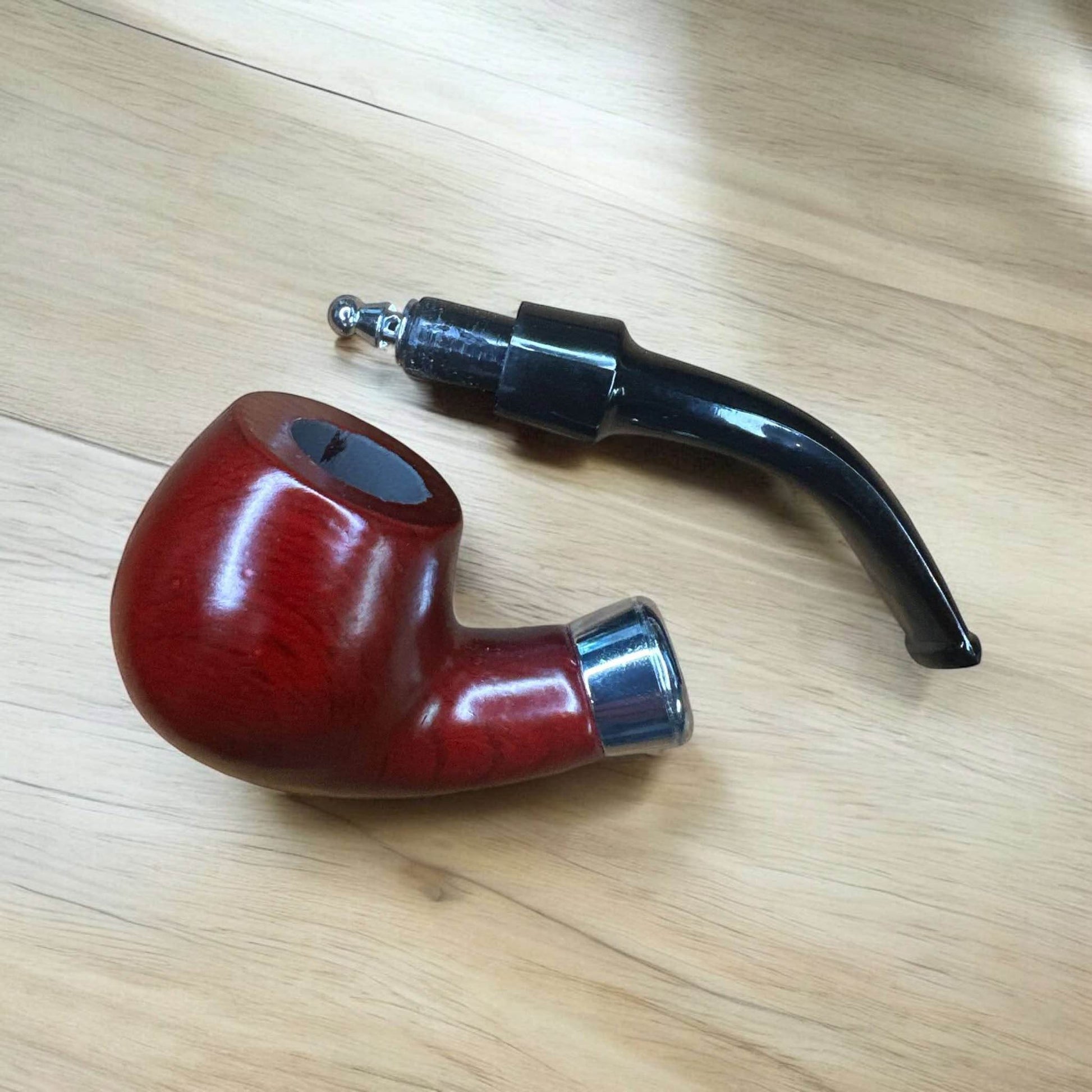 Ebenholts Träpipa med Kylpinne – 15 cm Lång, 17 mm Koppstorlek - Pipe-Shop.se