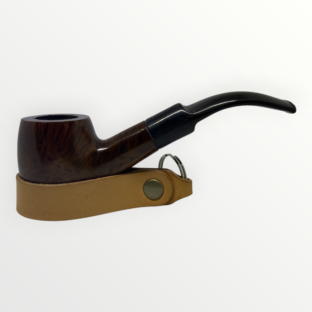 Klassisk Rhodesian Träpipa – Halvböjd (Walnut Brown & Red Polished)