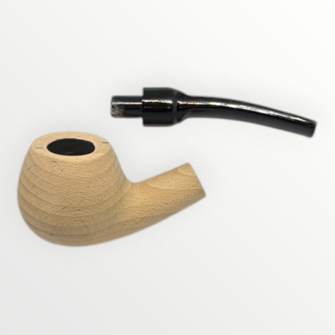 Pipa Naturell – Obehandlad Träpipa i Modell Kvartsböjd Apple (157mm)