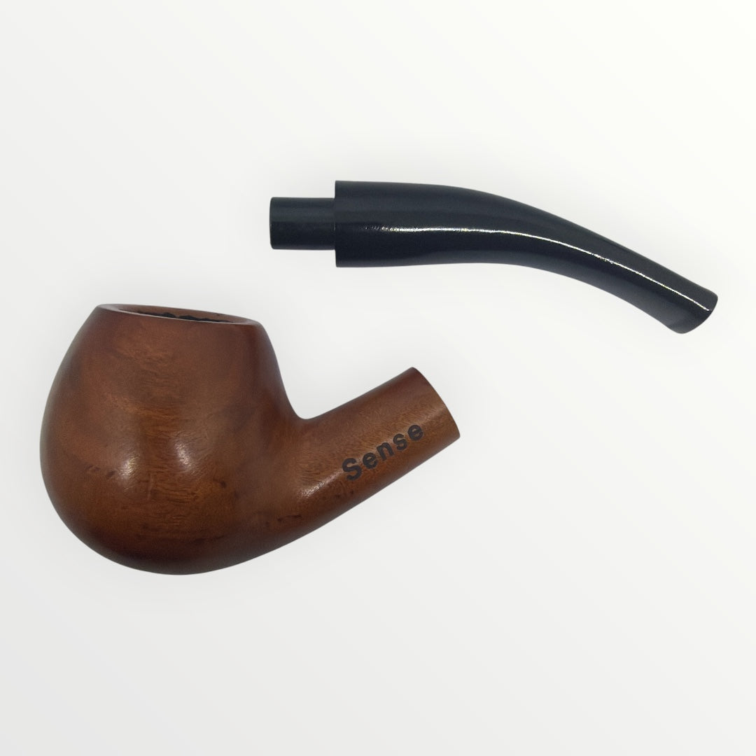 Sense Bent Apple – Kvartsböjd Träpipa med Presentbox & Tygpåse