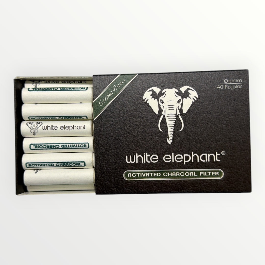 White Elephant 9mm Aktivt Kolfilter (40-pack)